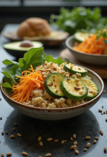 Buddha bowl alpukat zucchini disajikan