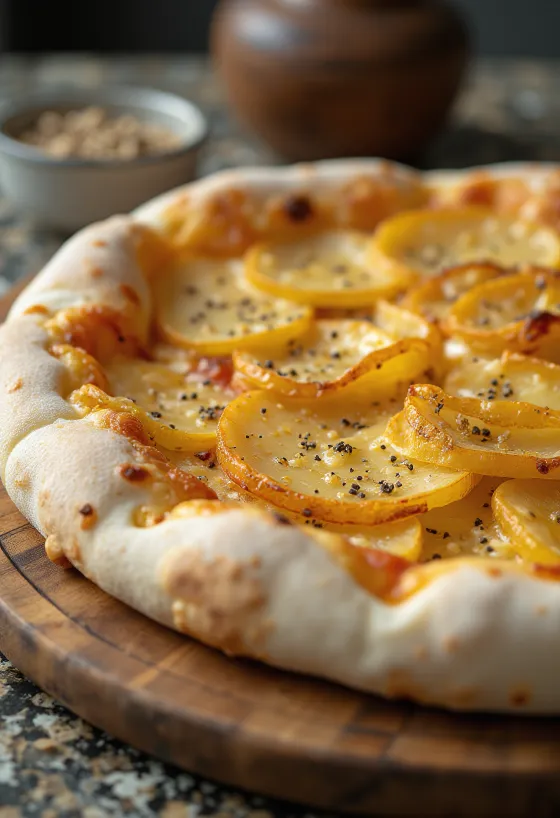 Pizza al Patate dengan irisan kentang tipis dan rosemary