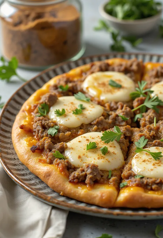 Pizza Maroccaine disajikan