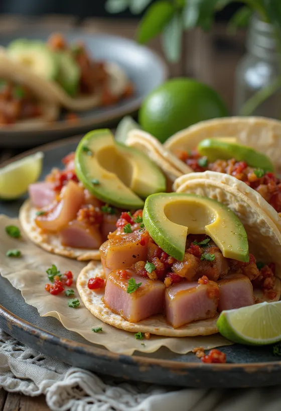 Tacos de Atún disajikan