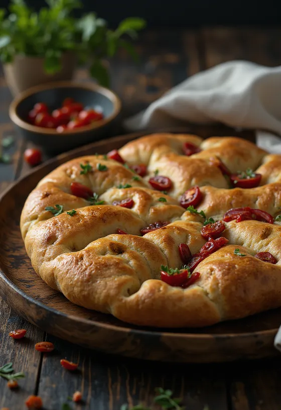 Focaccia gandum hitam utuh disajikan