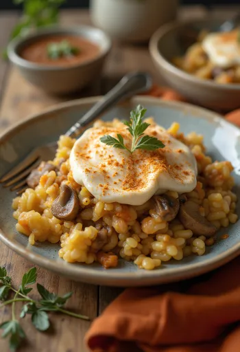 Casserole kubis savoy vegan dengan sayuran disajikan