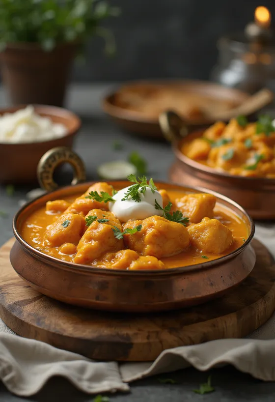 Chicken Makhani, ayam saus mentega India dihias ketumbar segar