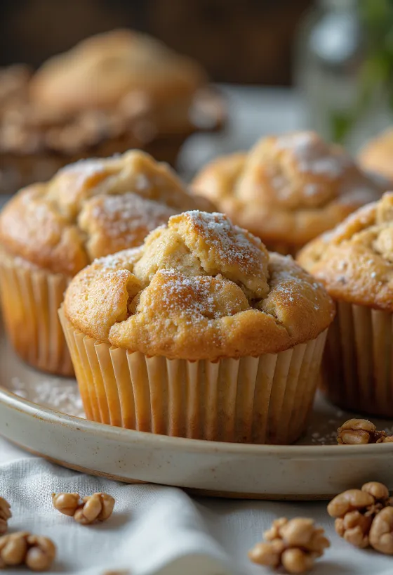 Muffin kenari kayu manis di piring
