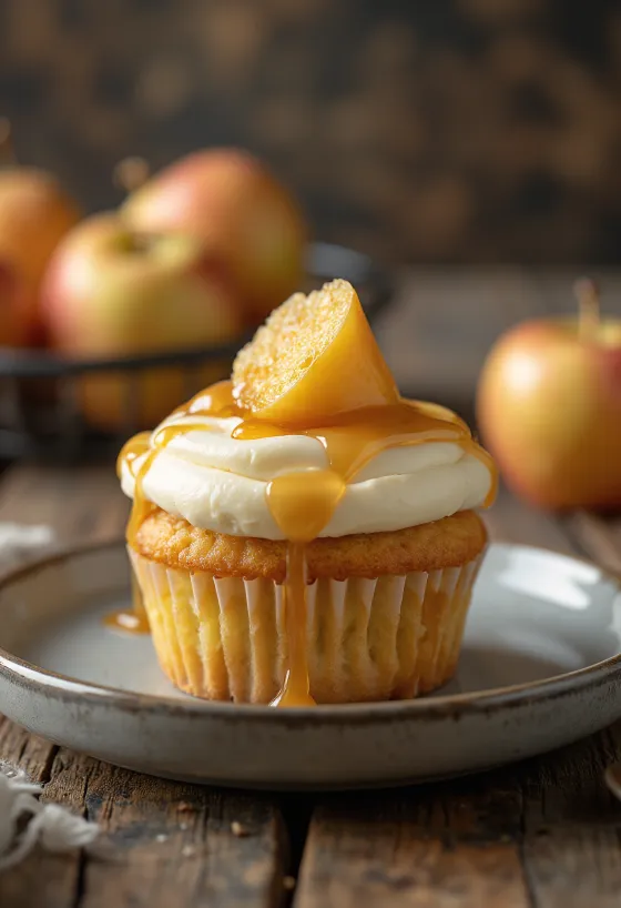 Cupcake apel karamel disajikan