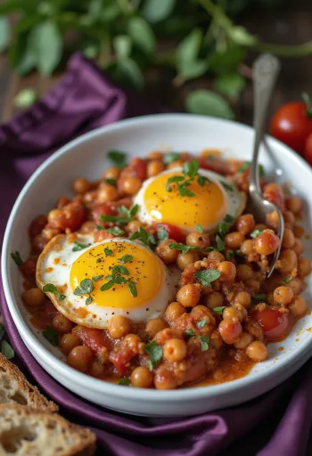Casserole terong vegan dengan buncis disajikan