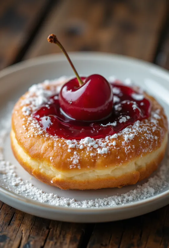 Donat ceri asam dengan isian merah