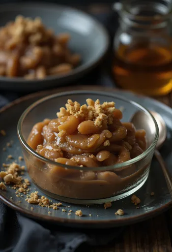 Puree chestnut madu disajikan di atas piring