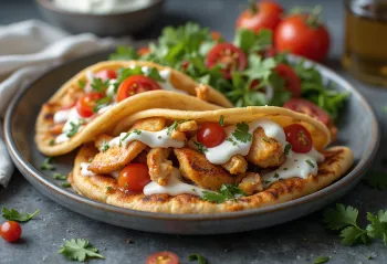 Sandwich pita "Semua Masuk" diisi dengan sayuran segar dan ayam panggang