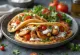 Sandwich pita "Semua Masuk" diisi dengan sayuran segar dan ayam panggang
