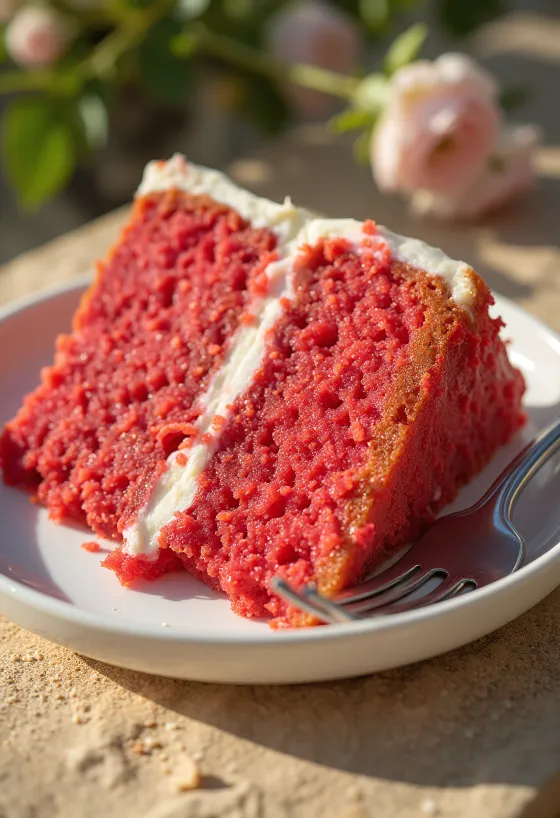 Kue Red Velvet dengan lapisan creamy