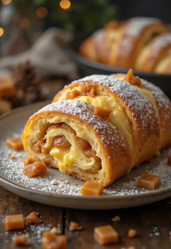 Irisan stollen karamel renyah disajikan