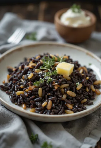 Beras liar disajikan di piring