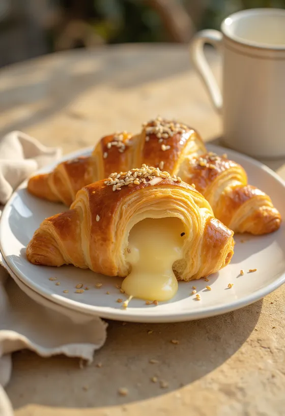 Croissant keju gouda disajikan