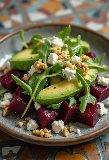 Salad alpukat bit segar dengan rucola