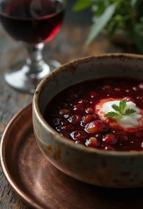 Saus jus anggur santan bawang putih disajikan