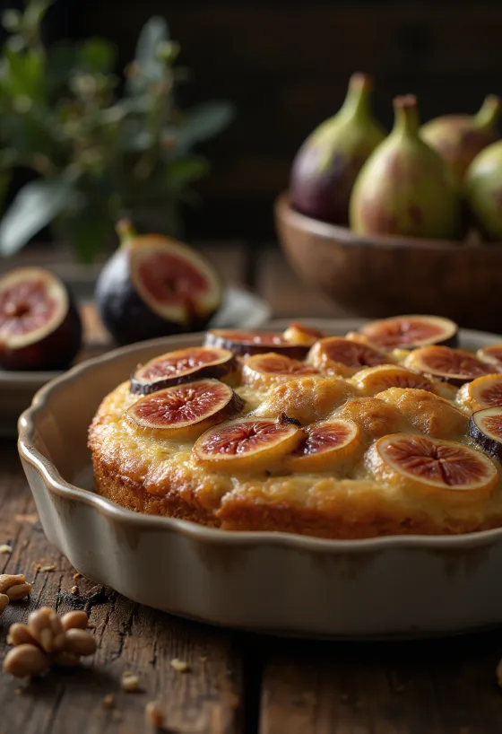 Kue buah ara dan kenari di piring