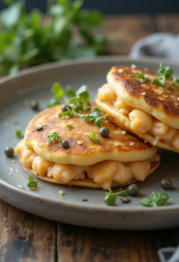Pancake makarel asap baru dipanggang