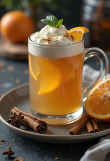 Cider punch panas disajikan dalam gelas mug