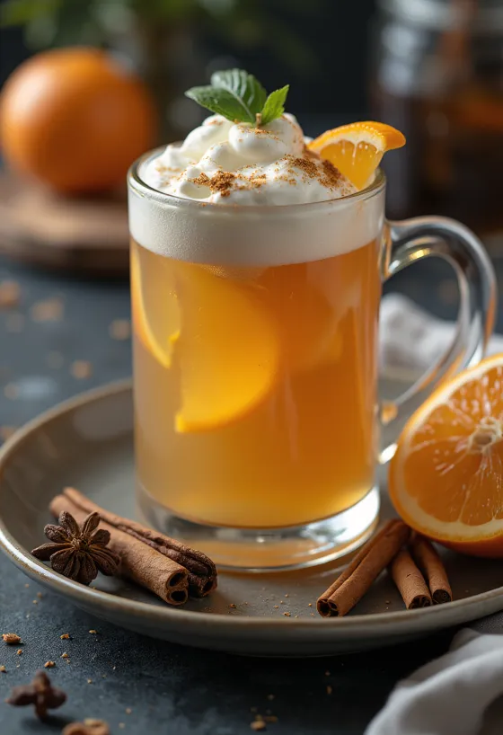 Cider punch panas disajikan dalam gelas mug