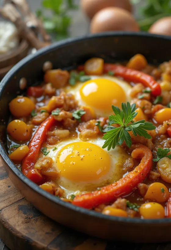 Ratatouille dengan sayuran panggang berwarna-warni, dihiasi rempah segar