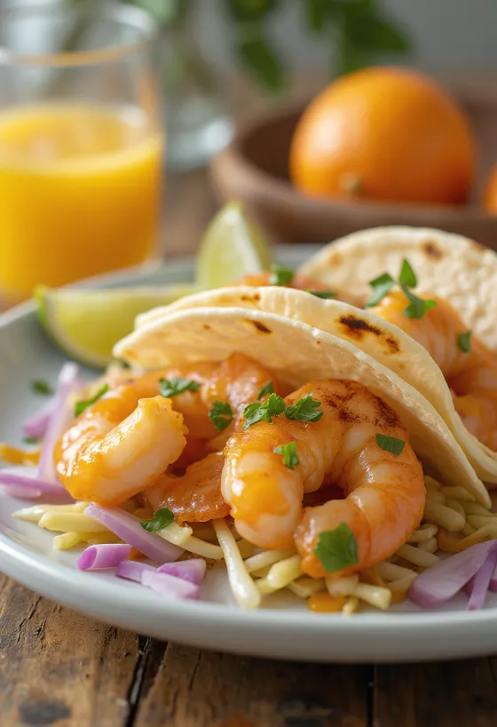 Tacos udang dengan saus jambu biji