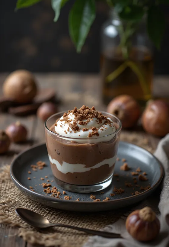 Cokelat chestnut dalam gelas