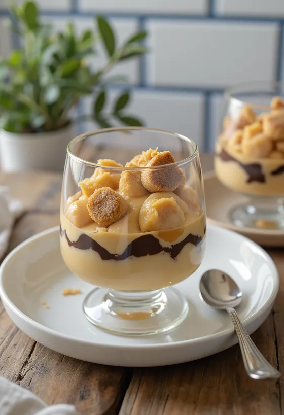 Parfait karamel marzipan disajikan