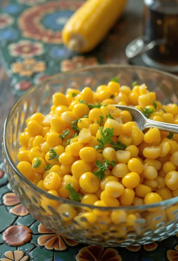 Salada jagung segar dengan sayuran renyah dan saus creamy