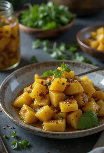 Achar pedas disajikan