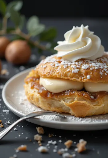Mille-feuille chestnut dengan lapisan krim