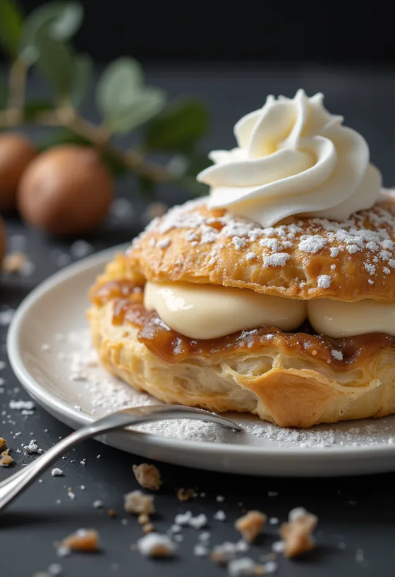 Mille-feuille chestnut dengan lapisan krim