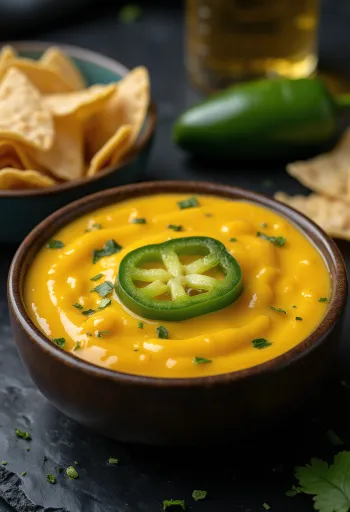 Saus cheddar jalapeño disajikan