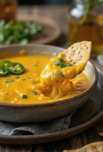 Saus keju jalapeño disajikan