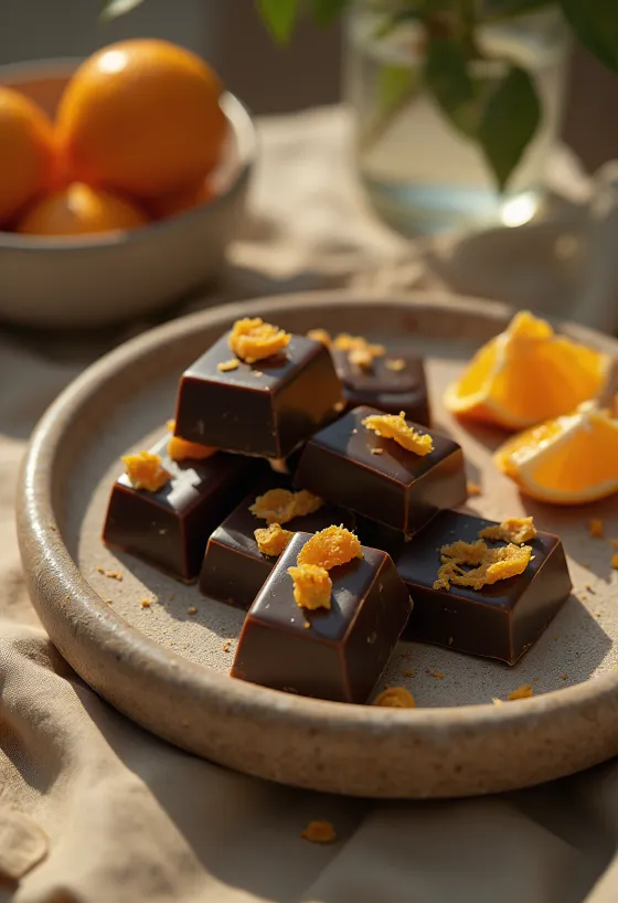 Cokelat jeruk disajikan di atas piring