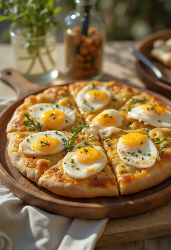 Pizza Sabich disajikan