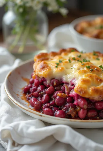 Casserole Bit dan Kacang disajikan