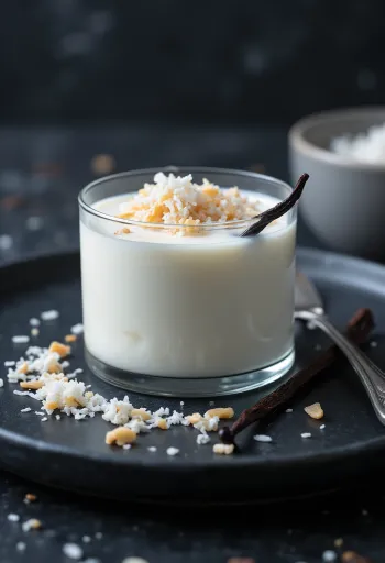 Panna cotta kelapa disajikan