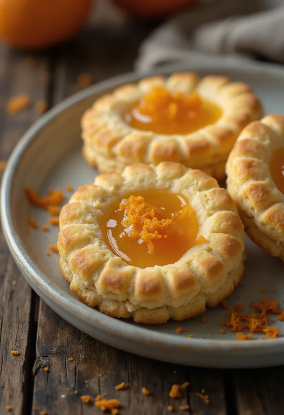 Linzer vanila jeruk disajikan