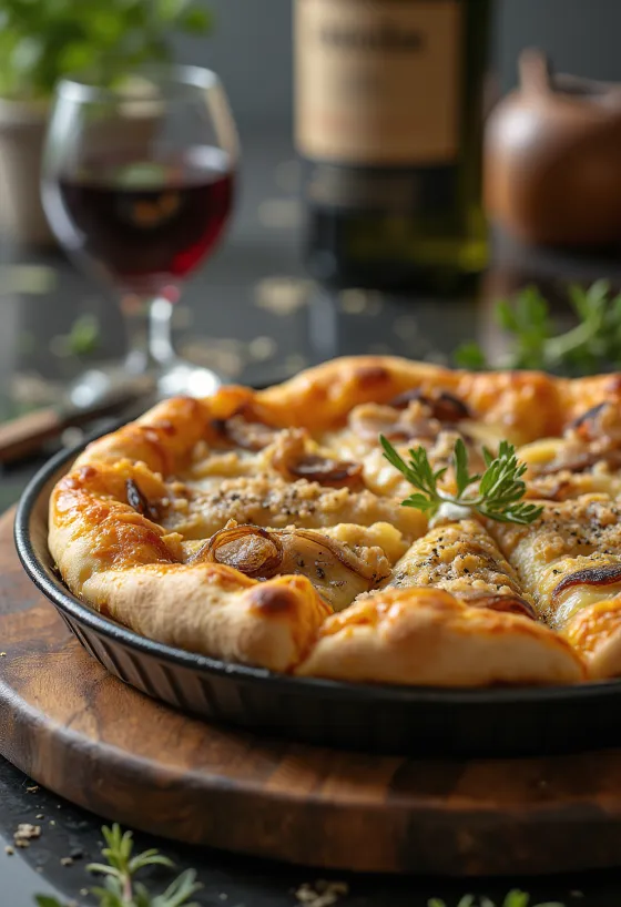 Pizza Sfincione dengan adonan tebal Sisilia dan bawang manis