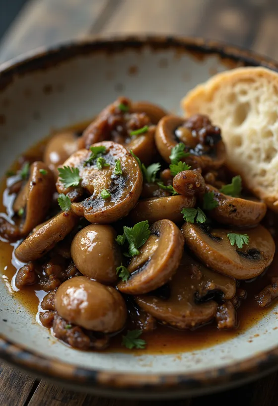 Ragout jamur dill panggang BBQ disajikan