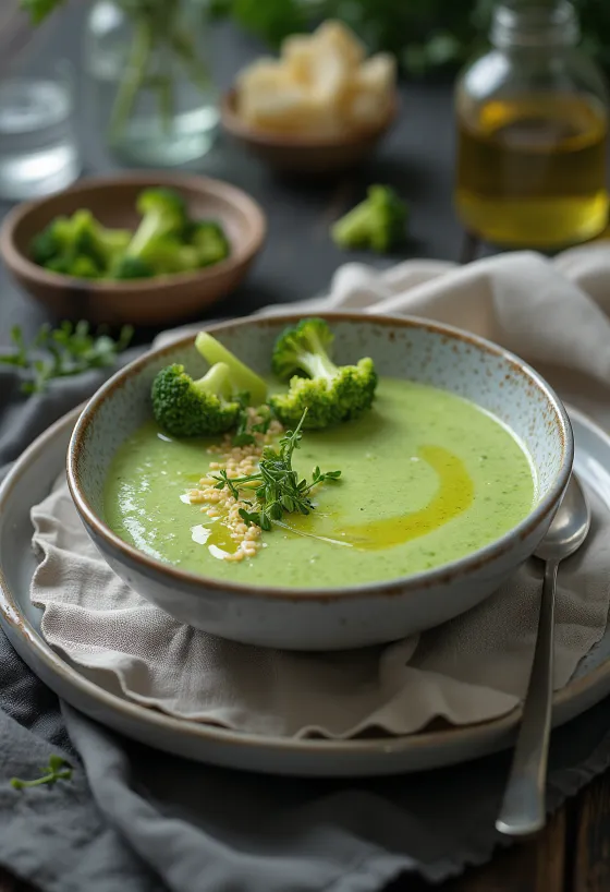 Sup krim brokoli yerusalem artichoke disajikan