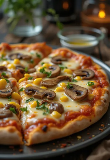 Pizza vegan dengan keju vegan dan sayuran
