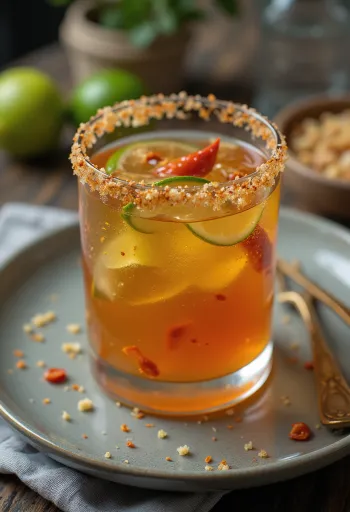 Saus jeruk nipis tequila pedas disajikan
