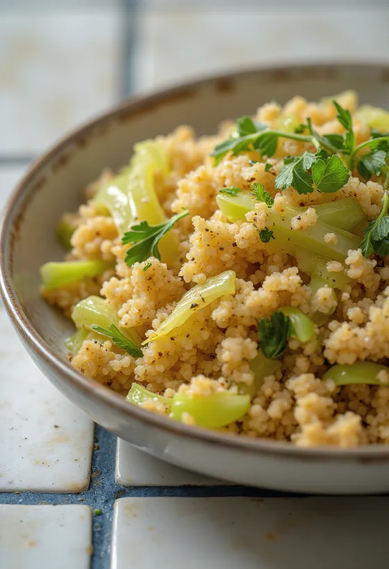 Bulgur Pedas dengan Kubis Savoy disajikan