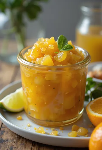 Chutney jeruk nipis jeruk rosemary disajikan