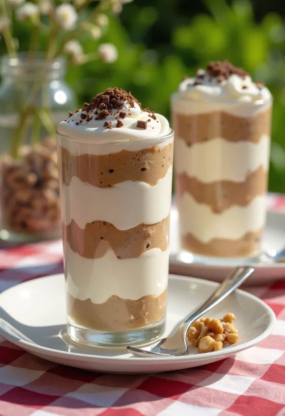 Gelas berisi krim chestnut berlapis