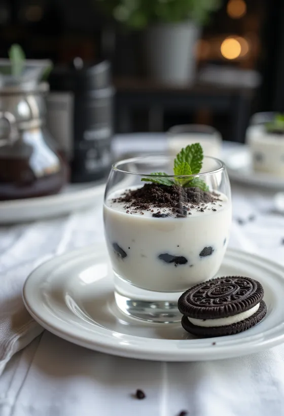 Panna cotta Oreo dalam gelas