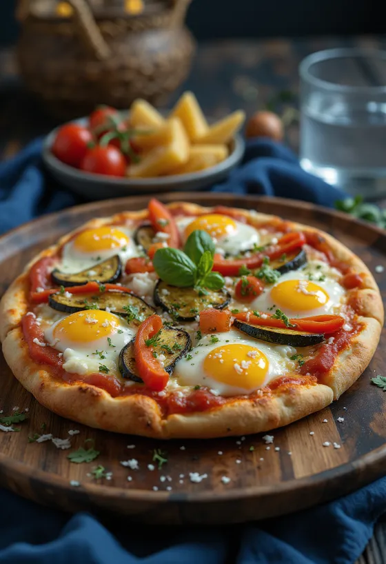Pizza alla Griglia Vegetale dengan sayuran panggang dan mozzarella