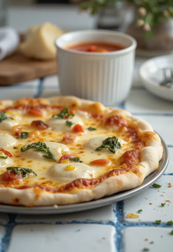 Pizza alla Ricotta dengan keju cottage dan keju